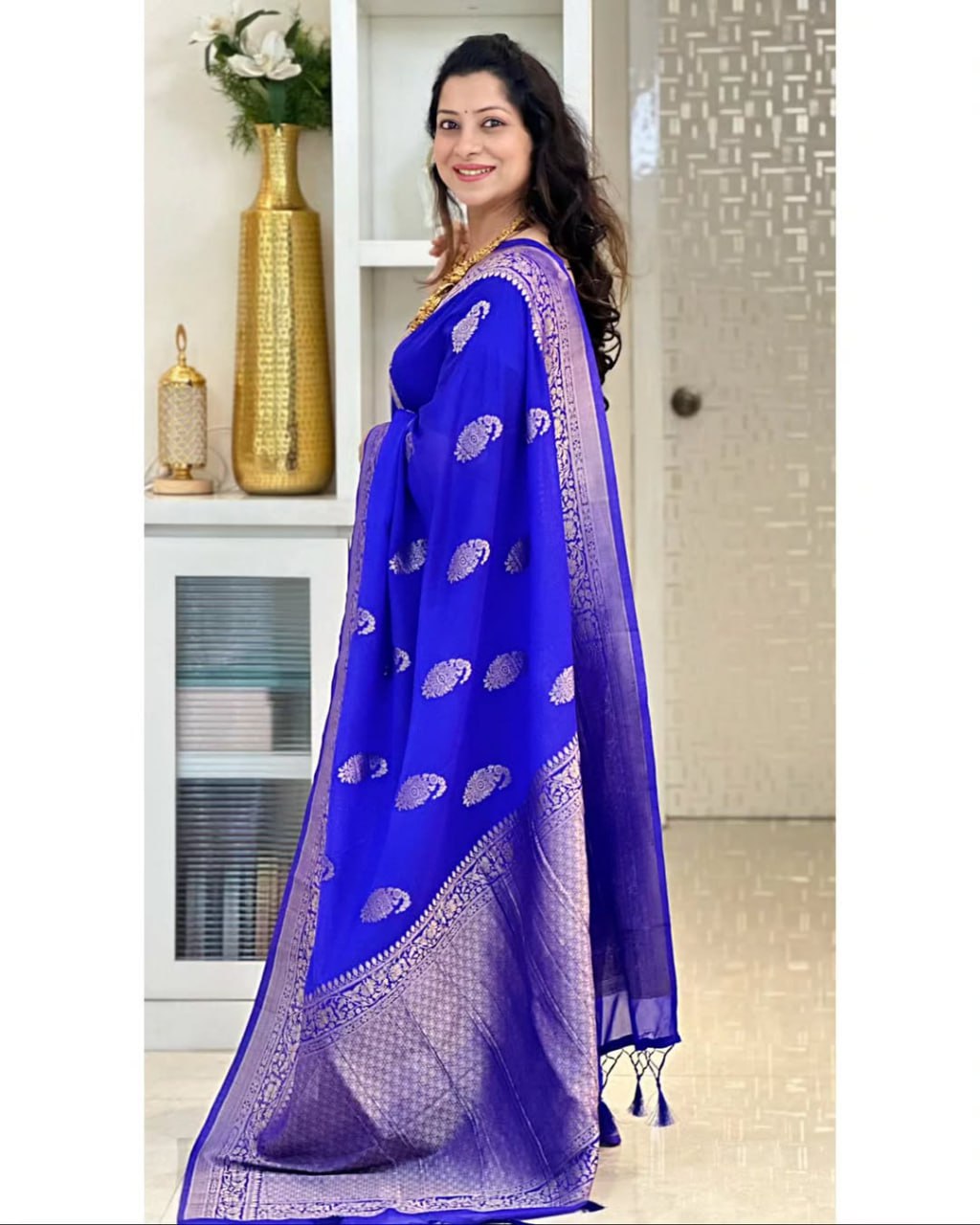 Bhavika – Banarasi Soft Silk Saree in Royal Blue