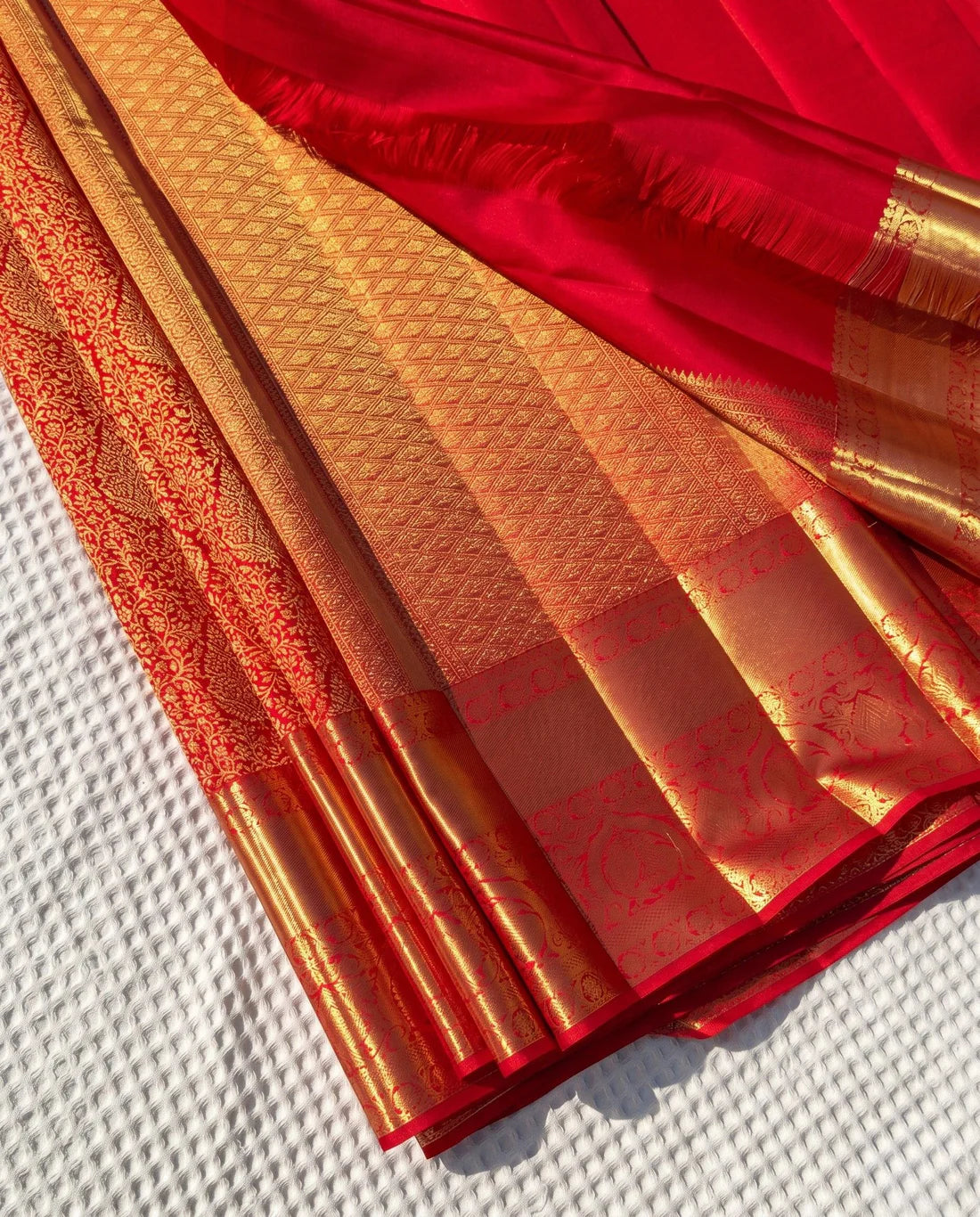 Nishi - Red Gold Traditional Zari Brocade Kanchipuram Silk Saree