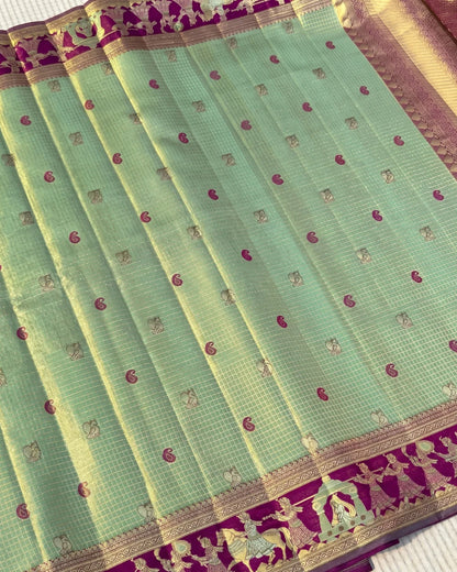 Kairavi - Mint Banarasi Silk Royal Saree