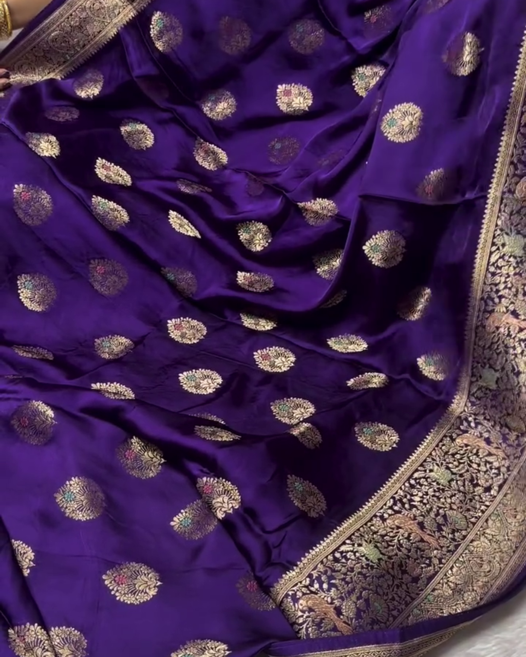 Nivedita - Purple Premium Mashru Silk Saree with Meenakari Weaving Borders