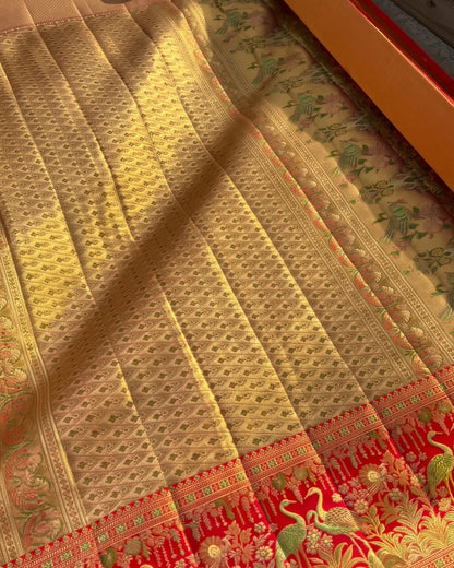 Fariha - Regal Peacock Motif Banarasi Silk Saree