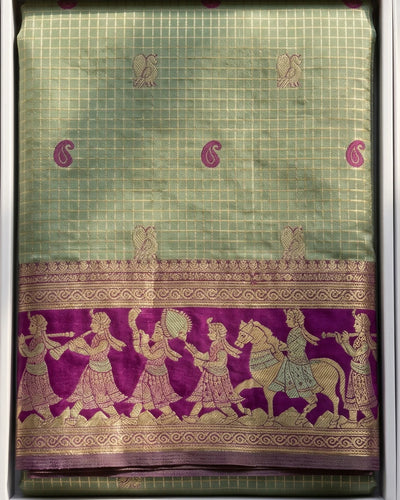 Kairavi - Mint Banarasi Silk Royal Saree
