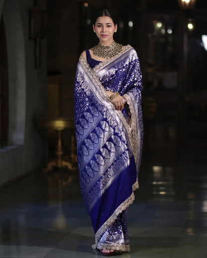 Bela – Royal Blue Silver Banarasi Elegance