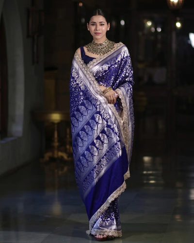 Bela – Royal Blue Silver Banarasi Elegance