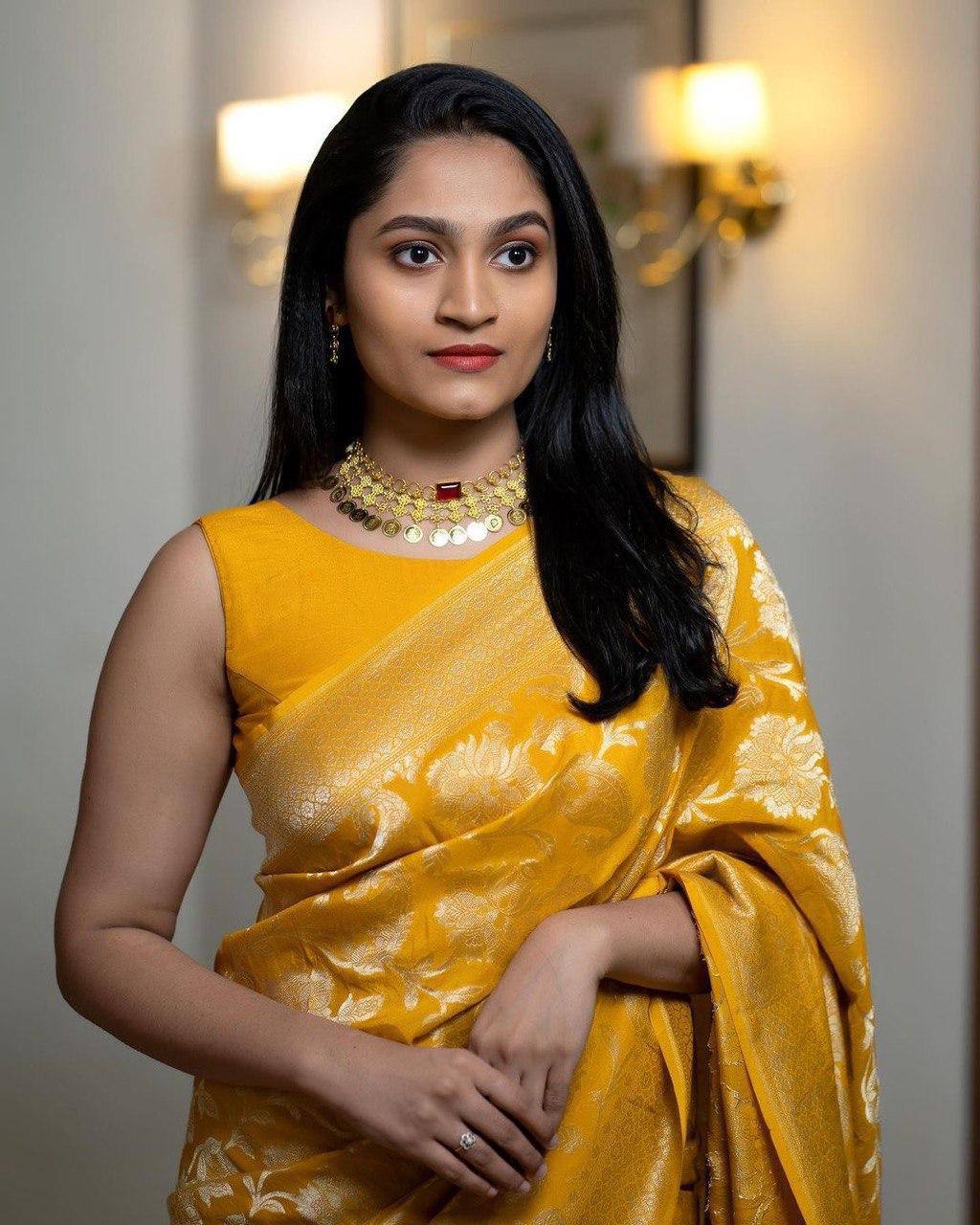 Charming Yellow Soft Silk Saree
