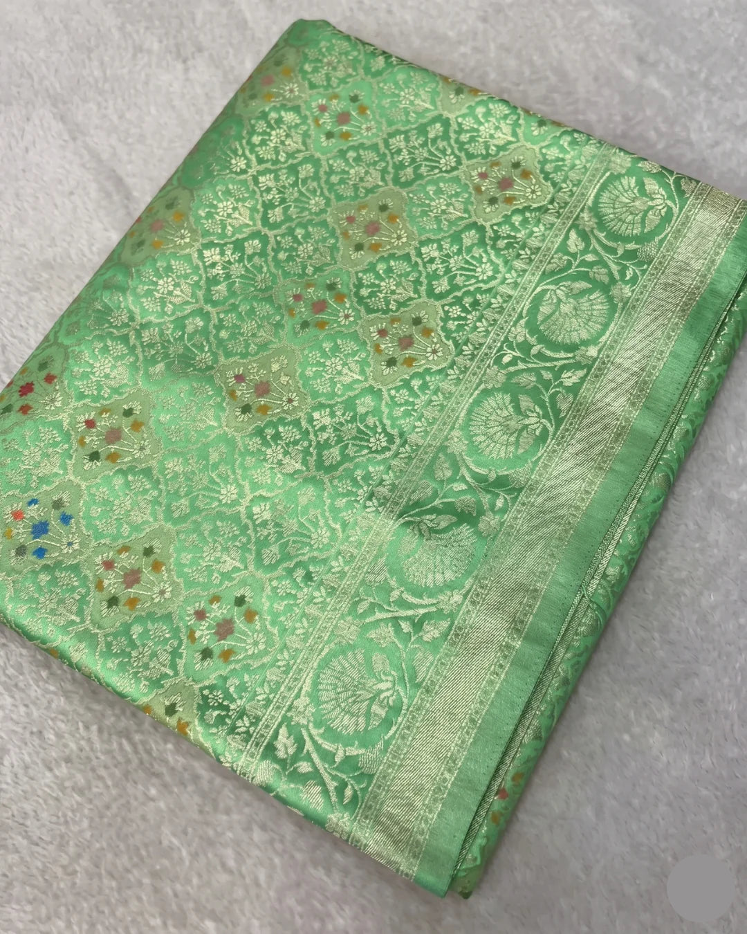 Avira - Mint Green Banarasi Silk Saree