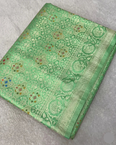 Avira - Mint Green Banarasi Silk Saree