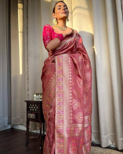 Attractive Peach Soft Silk Saree
