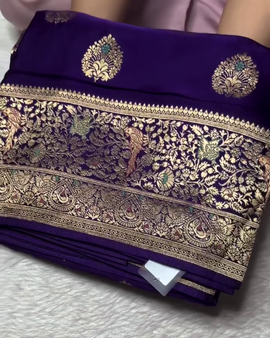Nivedita - Purple Premium Mashru Silk Saree with Meenakari Weaving Borders