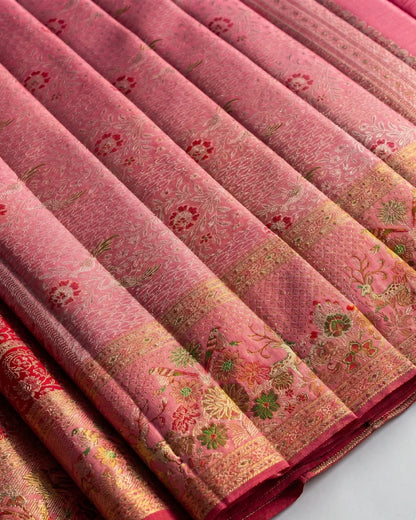 Vainika - Red Banarasi Silk Floral Saree