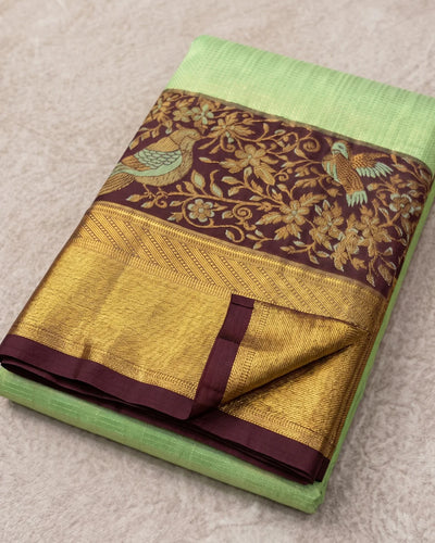 Chaavi - Mint Peacock Brocade Banarasi Saree