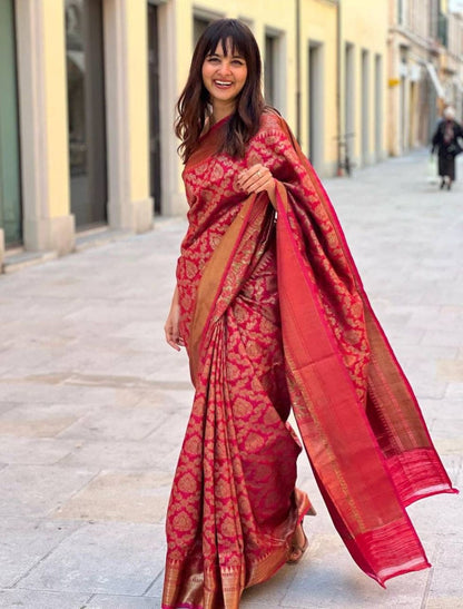Binita Red Traditional Banarasi Silk