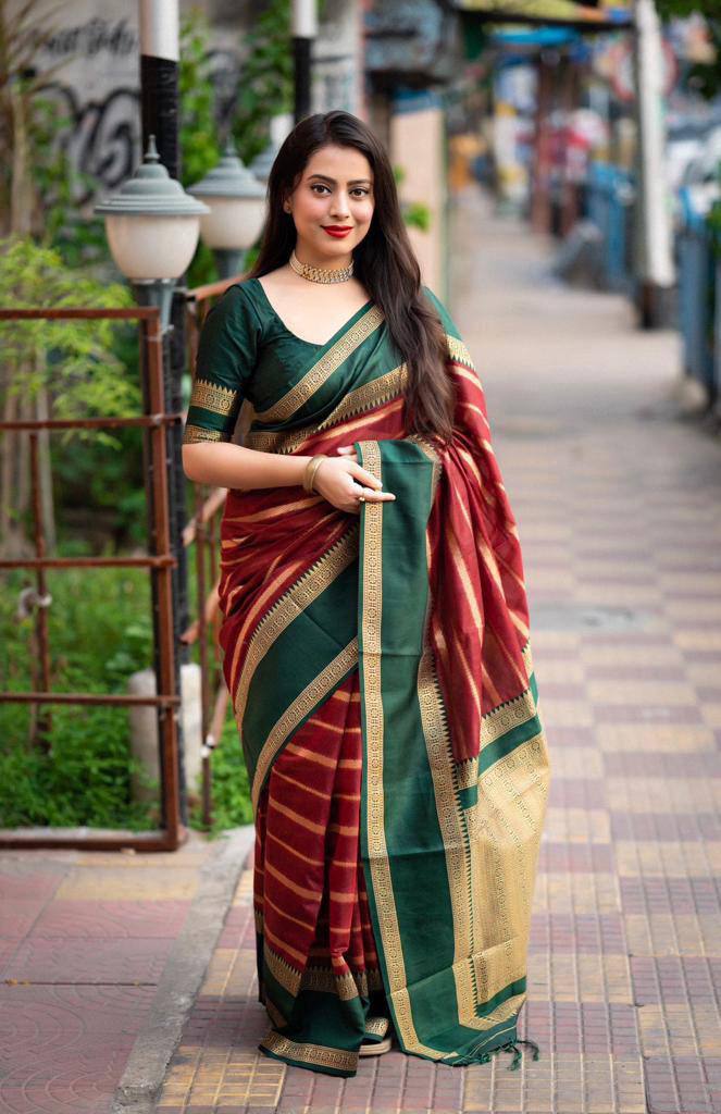 Splendorous Maroon Soft Silk Saree