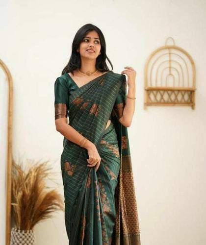 Amazing Dark Green Soft Silk Saree