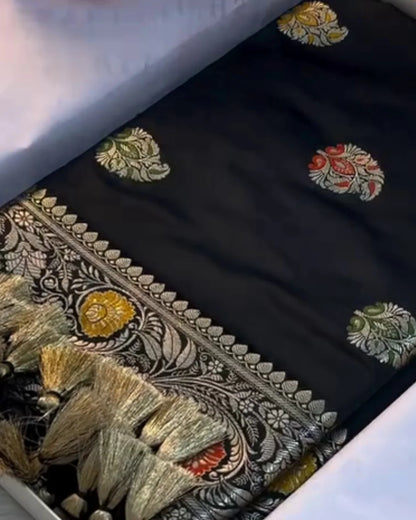 Zeel - Luxury Black Banarasi Meenakari Saree Regular price