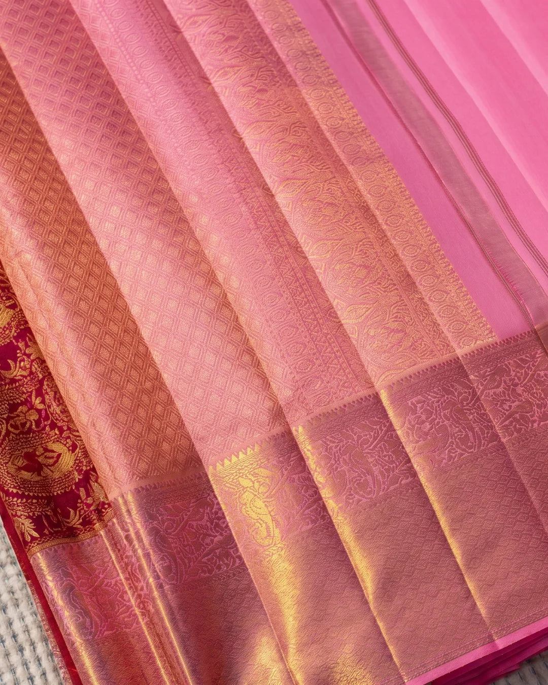 Yashika - Royal Pink Temple Weave Saree