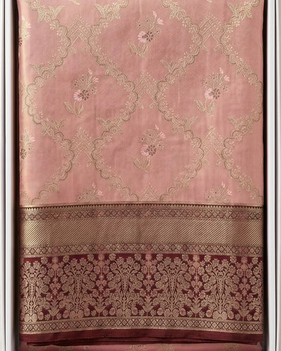 Tarunika - Pink Heritage Zari Drape Saree