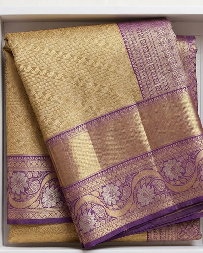 Yuvanshi - Antique Gold Purple Kanjivaram