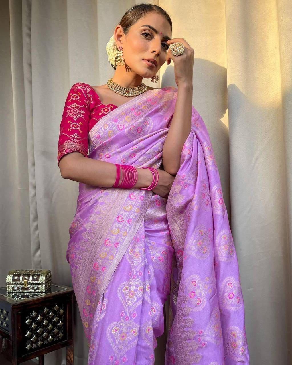 Purple Color Premium Soft Banarasi Silk Saree