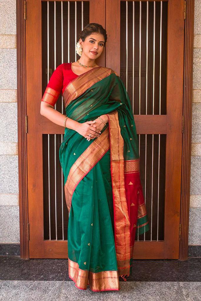 Panoply Green Soft Silk Saree