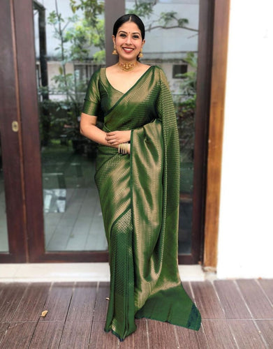 Bindu Green Soft Silk Saree
