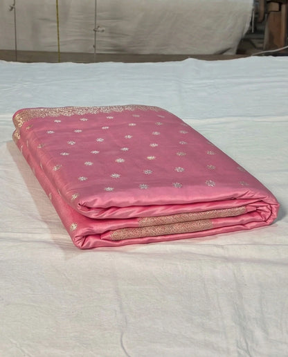 Deepanwita - Pink Soft Silk Banarasi Saree with Gold Zari Butti