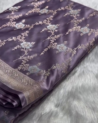 Eshani – Premium Lavender Banarasi Weave Saree