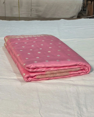 Deepanwita - Pink Soft Silk Banarasi Saree with Gold Zari Butti