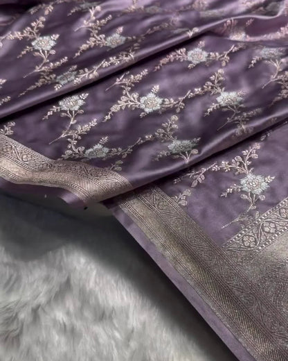 Eshani – Premium Lavender Banarasi Weave Saree