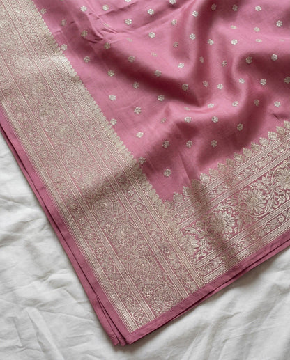 Deepanwita - Pink Soft Silk Banarasi Saree with Gold Zari Butti