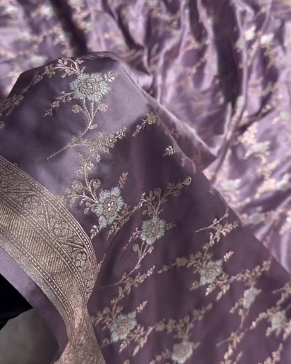 Eshani – Premium Lavender Banarasi Weave Saree