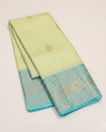 Menka - Pastel Kanjivaram Silk Saree with Zari Border