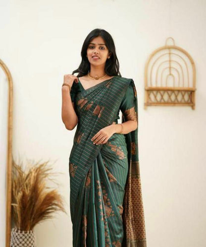 Amazing Dark Green Soft Silk Saree
