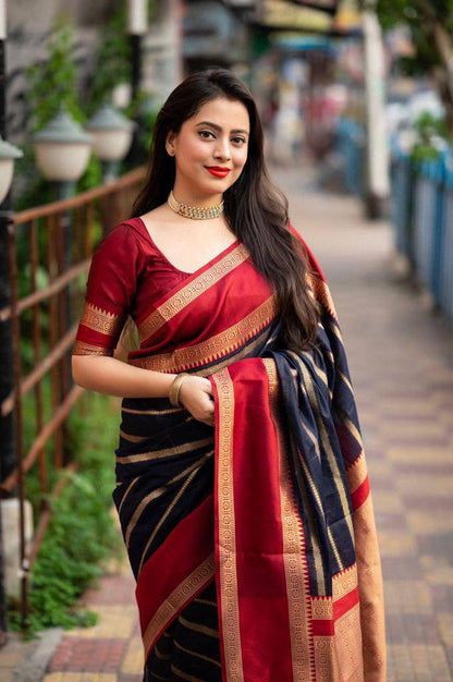 Prodigal Navy Blue Soft Silk Saree