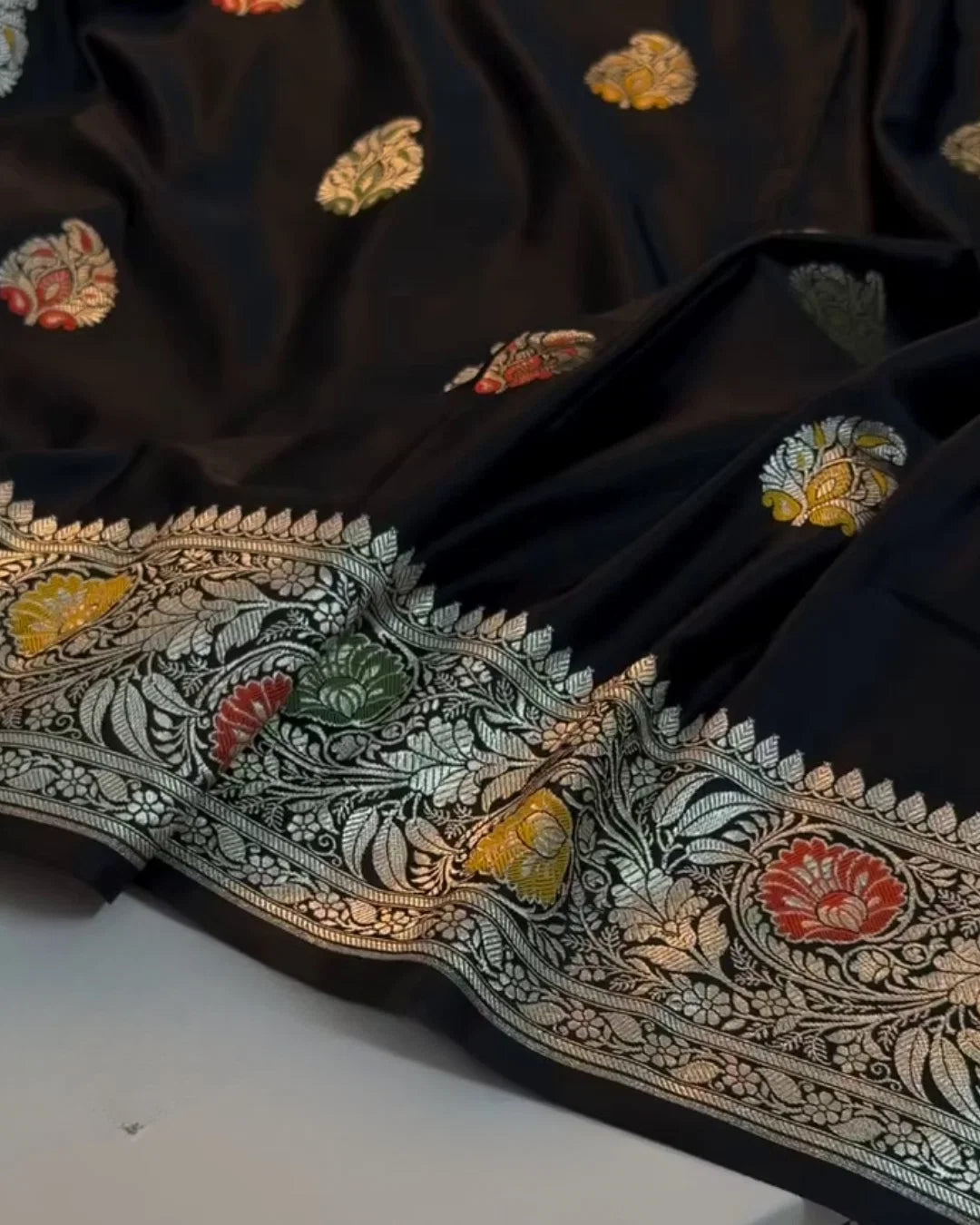 Zeel - Luxury Black Banarasi Meenakari Saree Regular price