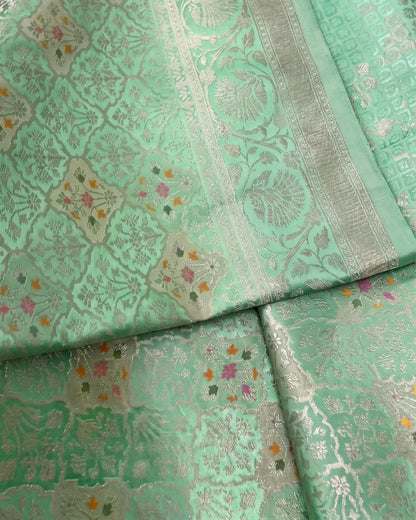 Avira - Mint Green Banarasi Silk Saree