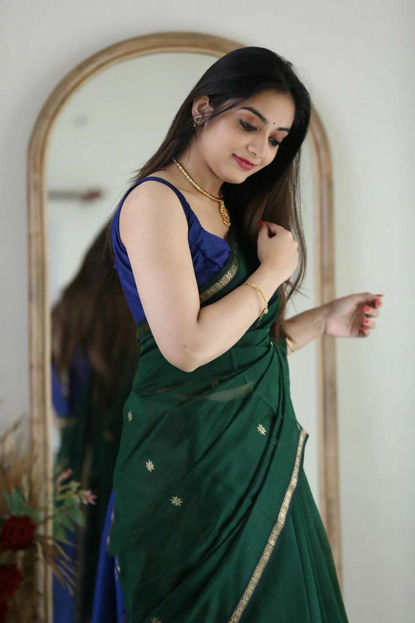 Stuti Green-blue Cotton Silk Saree