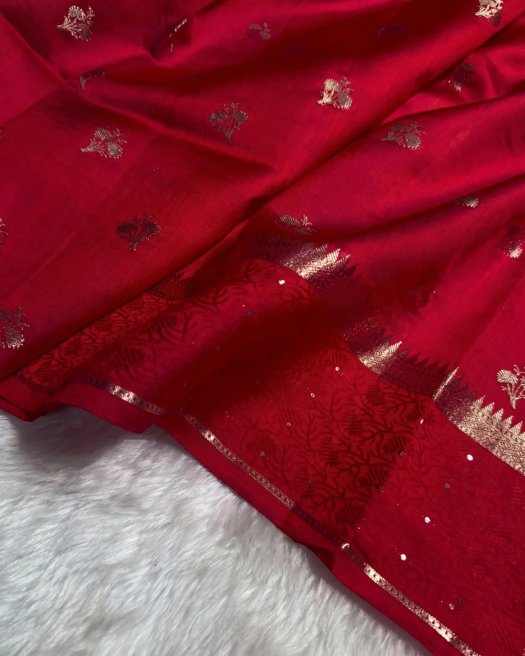 Iraaya - Red Crimson Heritage Zari Saree