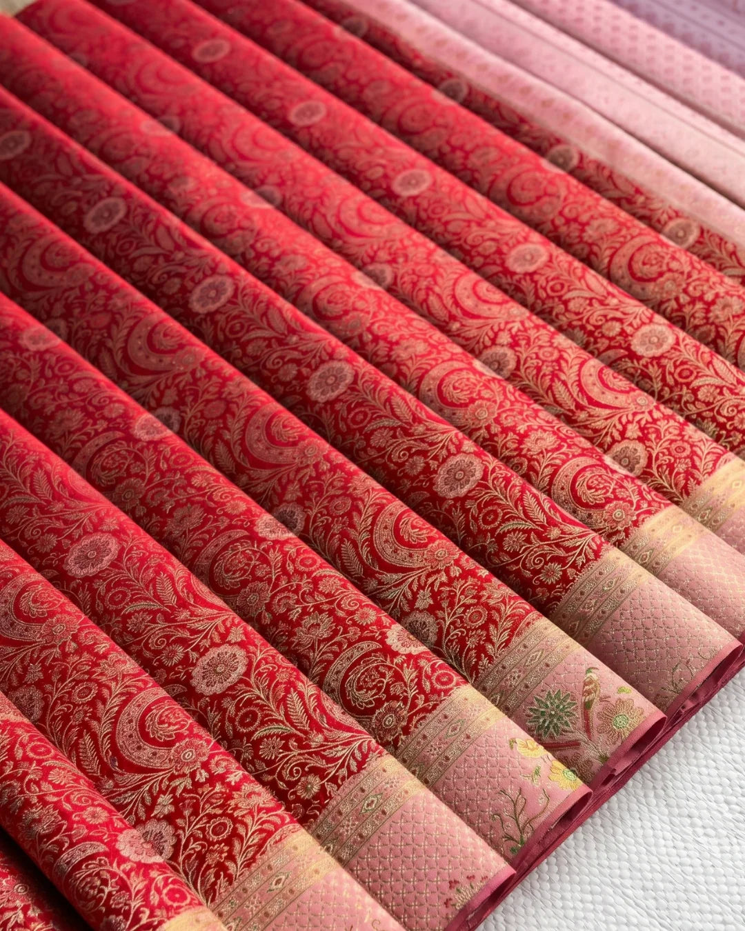 Vainika - Red Banarasi Silk Floral Saree