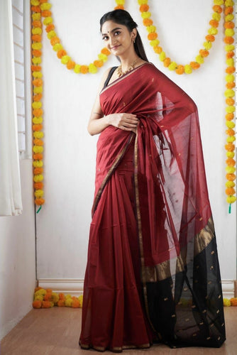 Charming Red Cotton Silk Saree