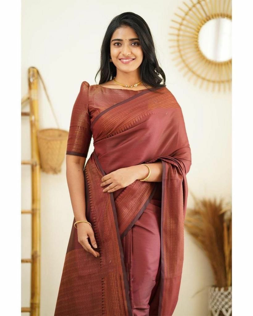 Scrumptious Wine Soft Silk Saree