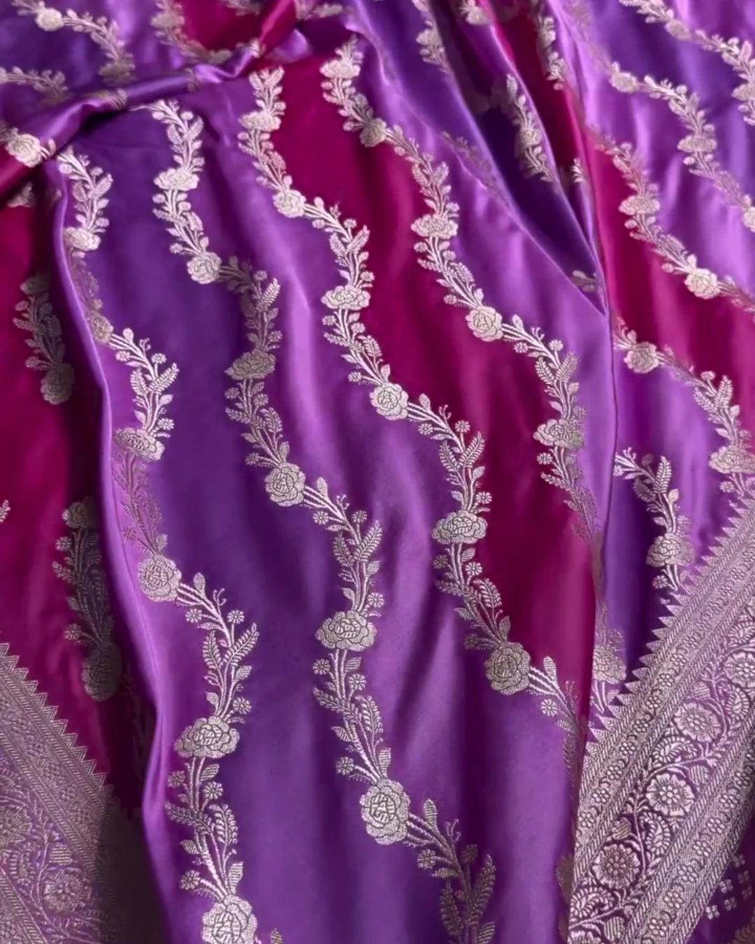 Aarvika - Royal Purple Floral Banarasi Saree