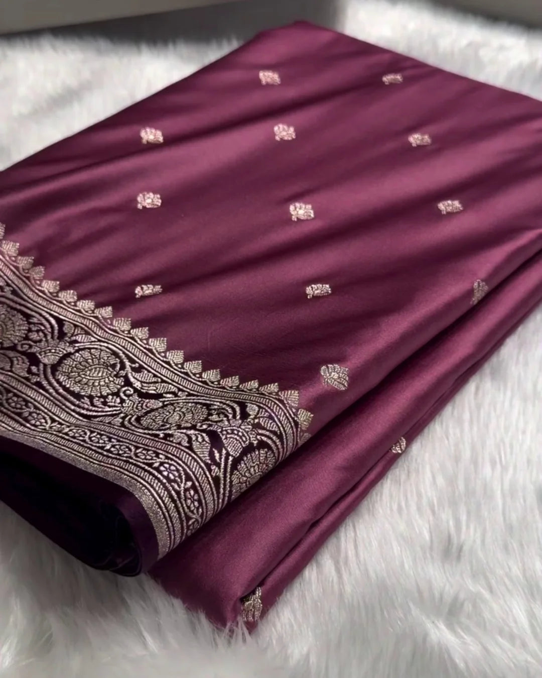 Zarna - Wine Purple Banarasi Soft Silk Saree