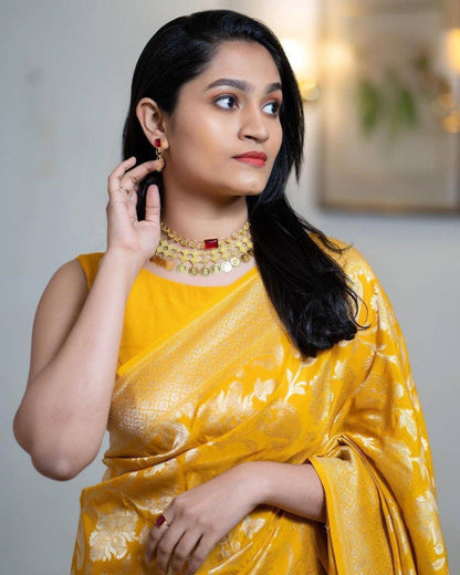 Charming Yellow Soft Silk Saree