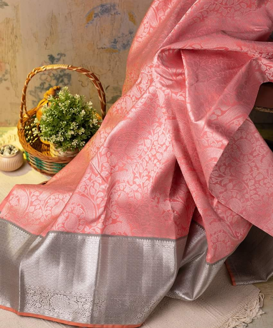 Valiba Archaic Traditional Kanchi Soft Silk Sari With Attached Blouse Kanjivaram Saree