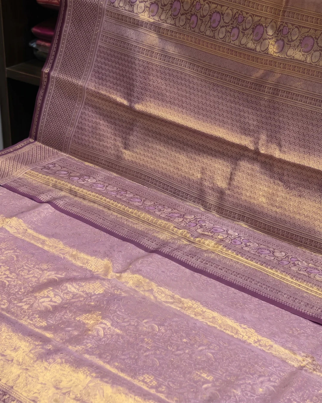 Svarnika - Purple Floral Banarasi Saree