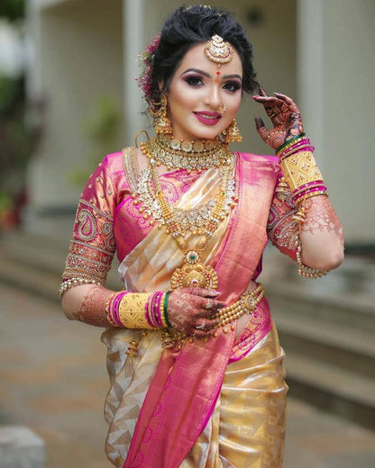 Snazzy Beige Soft Silk Saree