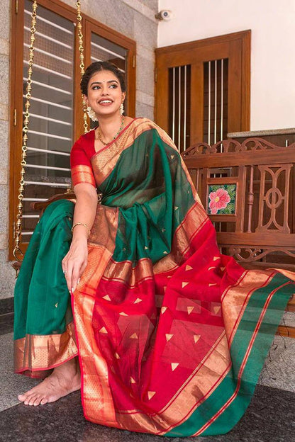 Panoply Green Soft Silk Saree