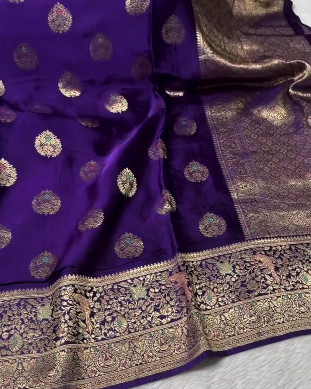 Nivedita - Purple Premium Mashru Silk Saree with Meenakari Weaving Borders