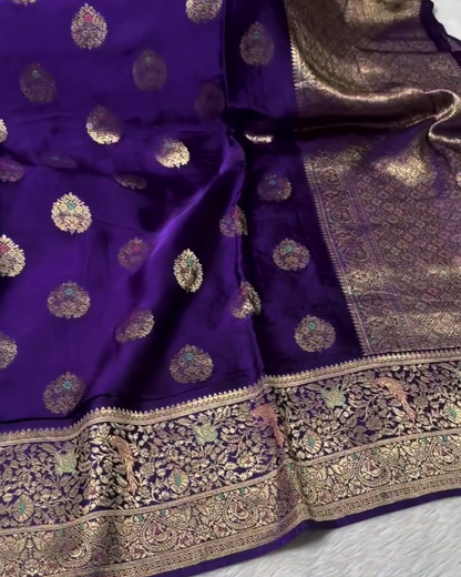 Nivedita - Purple Premium Mashru Silk Saree with Meenakari Weaving Borders